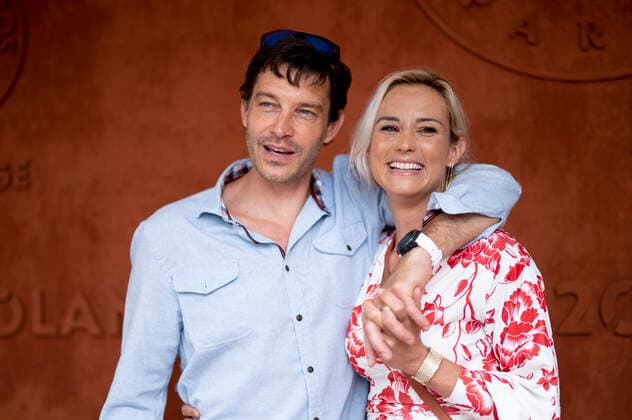 Elodie Gossuin et son compagnon Bertrand Lacherie CELEBRITES : Internationaux de France Roland Garros 2021 - Finale Femmes - Paris - 12 06 2021 JBAutissier Panoramic 