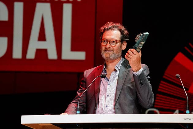 June 12, 2021, Malaga, Spain: Musician Marcus JGR seen holding Binzaga de Plata a la Mejor Musica Award during the Closing Gala of Festival de Malaga 2021 at Teatro Cervantes.. El Ventre del Mar , a film directed by Agusti Villaronga, have been the most awarded film during Festival de Malaga 2021. Malaga Spain - ZUMAs197 20210612_zaa_s197_561 Copyright: xFrancisxGonzalezx