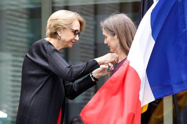 Anne Marie Descotes and Mariette Rissenbeek at the presentation of the Ordre des Arts et des Lettres to Mariette Rissenbeek at the Berlinale Summer Special 2021 71 Berlin International Film Festival at the French Embassy Berlin, 13 06 2021 Foto:xD.xBedrosianx xFuturexImage