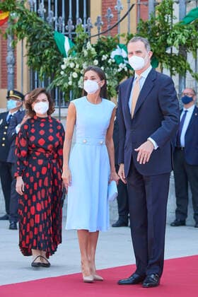 14-06-2021 Telmo King Felipe, with Queen Letizia and Prime Minister Carmen Calvo, attends delivery of the 1st Medal of Honour of Andalucia to the Spanish King, awarded by the Andalusian government, for consolidating the bonds of affection and respect that unite Andalusians with the Crown at San Telmo Palace in Sevilla. No Spain Â  Copyright: xPPEx