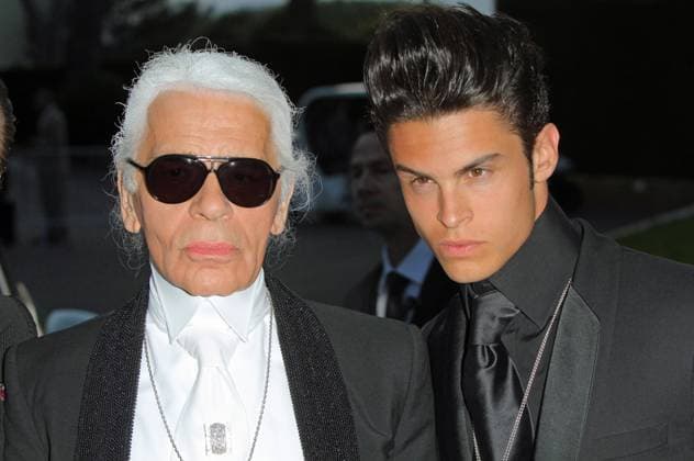 amfAR Gala 20 05 2010 Fashion designer Karl Otto Lagerfeld Model Baptiste Giabiconi attending the red carpet at the amfAR Cinema Against AIDS charity gala at Hotel du Cap, Eden Roc, Cap d Â Antibes, 167 165 Boulevard J F Kennedy 20 05 2010 Â
