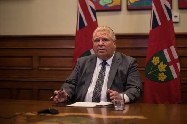 June 15, 2021, Toronto, on, Canada: Ontario Premier Doug Ford participates in a press conference remotely from Queen s Park regarding Residential School burial sites in Toronto on Tuesday, June 15, 2021. Ontario is committing $10 million to identify, investigate and commemorate burial sites on the grounds of former residential schools in the province. Ford announced the funds today with Indigenous Affairs Minister Greg Rickford and Indigenous leaders. Toronto Canada  - ZUMAc35_ 20210615_zaf_c35_033 Copyright: xTijanaxMartinx