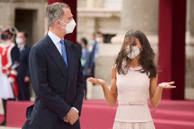 Bilder des Jahres 2021, Entertainment 06 Juni Entertainment Themen der Woche KW24 Entertainment Bilder des Tages 15-06-2021 Madrid King Felipe and Queen Letizia welcome the president of Korea, Mr. Moon Jae-In and Mrs. Kim Jung-Sook on the statevisit to Spain at the royal palace in Madrid. No Spain Â  Copyright: xPPEx