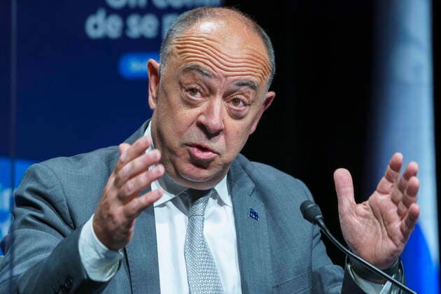 June 15, 2021, Montreal, PQ, Canada: Quebec Health Minister Christian Dube responds to a question during a news conference in Montreal, on Tuesday, June 15, 2021. Montreal Canada  - ZUMAc35_ 20210615_zaf_c35_039 Copyright: xPaulxChiassonx