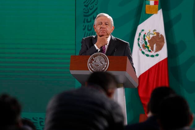 Mexiko, Präsident Andres Manuel Lopez Obrador Pressekonferenz in Mexiko-Stadt Mexican President Lopez Obrador Daily Briefing MEXICO CITY, MEXICO - JUNE 16: The President of Mexico, Andres Manuel Lopez Obrador, gesticulates while response the questions of the media during his daily briefing at National Palace on June 16, 2021 in Mexico City, Mexico. Copyright: xLuisxBarronx EYEPIXGROUP_LB_16062021_9069