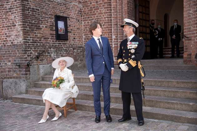 13-06-2021 Denmark Queen Margrethe and Prince Frederik and Prince Christian attend the celebration of Reunification 2020 at Frederikshoj by Christiansfeld in Jutland. Denmark Out Â  Copyright: xPPEx