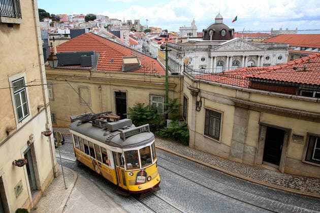 (210619) -- LISBON, June 19, 2021 -- A tram is seen on a street in downtown Lisbon, Portugal, June 18, 2021. The Portuguese government announced on Thursday that the entire Metropolitan Area of Lisbon (AML) will be in isolation on weekends, from 3 p.m. on Friday to 6 a.m. on next Monday, in a bid to contain the increase in cases of COVID-19 in the country s capital. (Photo by Xinhua) PORTUGAL-LISBON-COVID-19-ISOLATION PedroxFiuza 