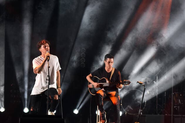 June 20, 2021, Calafell, Tarragona, Spain: Singer Jxta Martin performs at the Calafell Beach Festival..The Spanish singer Jxta Martin acts as a supporting artist before the performance of Antonio Orozco at the Calafell Beach Festival. The young singer Jxta Martin became known on platforms such as Tik Tok (with more than 35 thousand followers), Instagram, YouTube or Spotify, Due to his talent, he has already attracted the interest of musical media, acting in events on radio stations such as Los 40 Principles and playing on dials such as Canal Fiesta Radio. Calafell Spain - ZUMAs197 20210620_zaa_s197_046 Copyright: xRamonxCostax