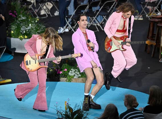 Eurovision Song Contest winners from Italy, Maneskin, perform at Liseberg amusement park in Gothenburg, Sweden on Sunday, June 20, 2021 GOTHENBURG SWEDEN x12033x,  Copyright: xTommyxHoll TTx SWEDEN MANESKIN