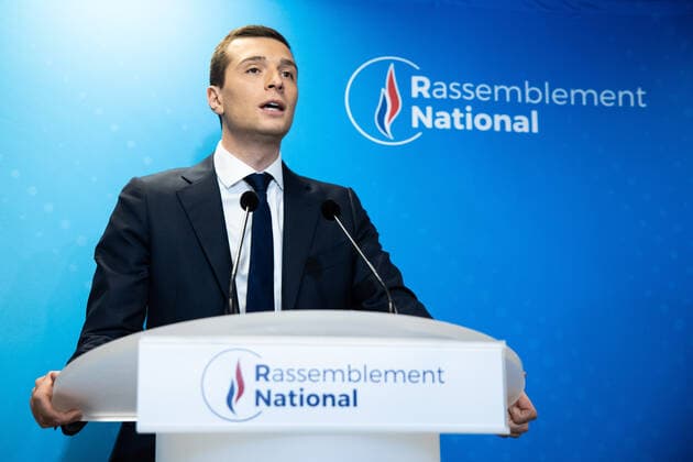 News Themen der Woche KW24 News Bilder des Tages Paris, France, June 20, 2021 - French far right Rassemblement National (RN) vice president, MEP and candidate for the regional election in Ile de France Jordan Bardella makes a statement at the party headquarters after the announcement of the first round results of the regional elections.  Copyright: xAlexisxSciardx