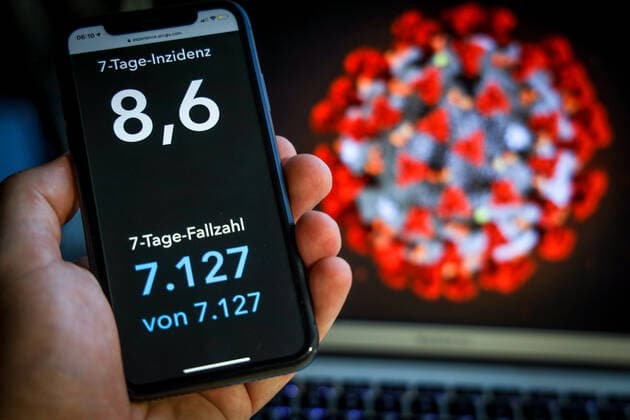 Coronavirus in Germany Covid 19 Dashboard of the Robert Koch Institute 21 06 2021 Robert Koch Institute 7 days Incidence 8.6 7 days Number of cases 7 127 COVID 19 cases 3 722 327 Addition of 346 compared to the previous day COVID 19 deaths 90 395 Addition of 10 compared to the previous day