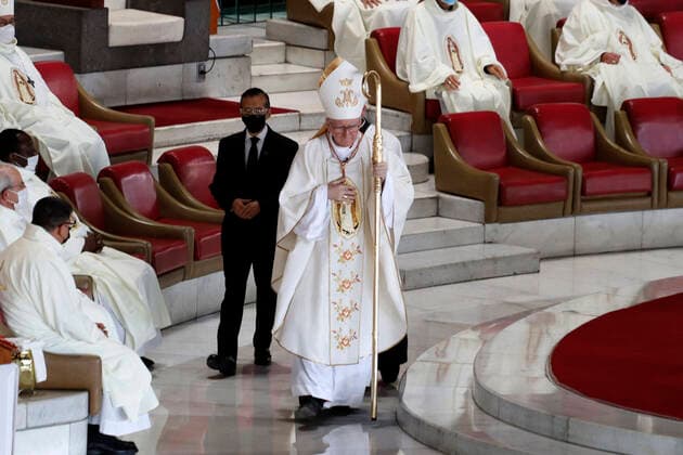 Cardinal Pietro Parolin In A Mass in the Basilica of Guadalupe MEXICO CITY, MEXICO - JUNE 20: Cardinal Pietro Parolin, Secretary of State of the Holy accompanied by Cardinal Carlos Aguiar Retes, Archbishop Primate of Mexico, during a mass In the Basilica of Guadalupe on June 20, 2021 in Mexico City, Mexico. Copyright: xLuisxBarronx EYEPIXGROUP_LB_20062021_9245