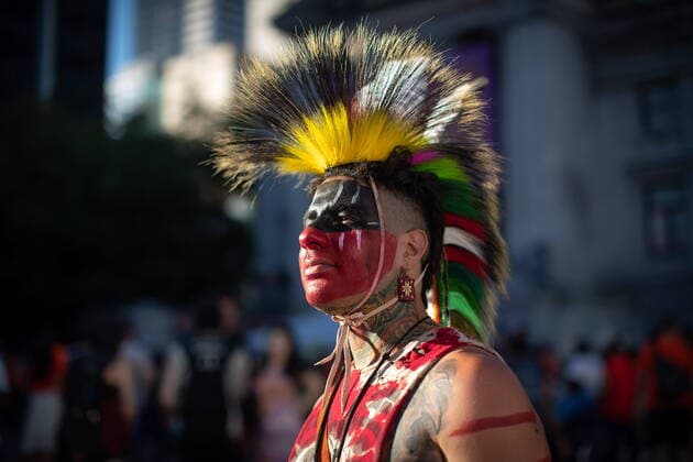 June 21, 2021, Vancouver, BC, Canada: Zachary Orchard, of the Shoal Lake 40 First Nation on the Manitoba and Ontario border, poses for a photograph while attending a ceremony and vigil for the 215 children whose remains were found buried at the former Kamloops Indian Residential School, in Vancouver, B.C., on National Indigenous Peoples Day, Monday, June 21, 2021. Vancouver Canada - ZUMAc35_ 20210621_zaf_c35_096 Copyright: xDarrylxDyckx