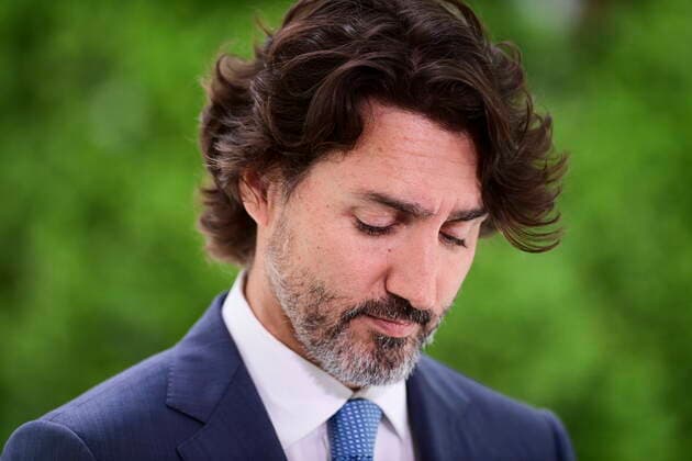 June 22, 2021, Ottawa, on, Canada: Prime Minister Justin Trudeau holds a press conference at Rideau Cottage in Ottawa on Tuesday, June 22, 2021. Ottawa Canada  - ZUMAc35_ 20210622_zaf_c35_013 Copyright: xSeanxKilpatrickx