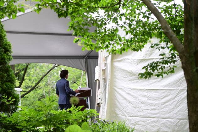 June 22, 2021, Ottawa, on, Canada: Prime Minister Justin Trudeau holds a press conference at Rideau Cottage in Ottawa on Tuesday, June 22, 2021. Ottawa Canada  - ZUMAc35_ 20210622_zaf_c35_023 Copyright: xSeanxKilpatrickx