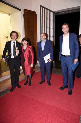 Jan Philipp Weyl, guest, Anton Biebl and Georg Eisenreich at the 20 award ceremony of the Peace Prize of the German Film Die Brücke at Cuvillies Theater Munich, 22 06 2021 Foto:xS.xAdamx xFuturexImage