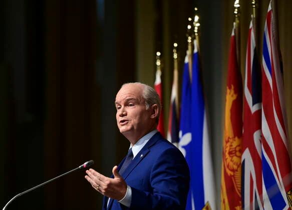 June 23, 2021, Ottawa, on, Canada: Conservative Leader Erin O Toole addresses the Conservative caucus during a meeting in Ottawa on Wednesday, June 23, 2021. Ottawa Canada  - ZUMAc35_ 20210623_zaf_c35_001 Copyright: xSeanxKilpatrickx