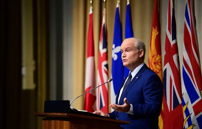 June 23, 2021, Ottawa, on, Canada: Conservative Leader Erin O Toole addresses the Conservative caucus during a meeting in Ottawa on Wednesday, June 23, 2021. Ottawa Canada  - ZUMAc35_ 20210623_zaf_c35_007 Copyright: xSeanxKilpatrickx