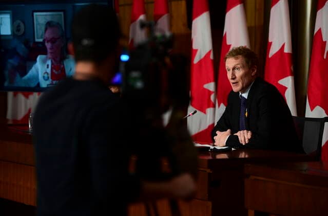 June 23, 2021, Ottawa, on, Canada: Marc Miller, Minister of Indigenous Services, holds a press conference in Ottawa on Wednesday, June 23, 2021. Ottawa Canada  - ZUMAc35_ 20210623_zaf_c35_022 Copyright: xSeanxKilpatrickx