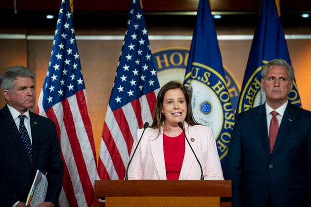 June 23, 2021, Washington, District of Columbia, USA: United States Representative Elise Stefanik (Republican of New York) offers remarks while joined by House Republicans for a press conference regarding China and COVID-19 accountability, at the US Capitol, in Washington, DC, Wednesday, June 23, 2021. Credit: Rod Lamkey CNP Washington USA - ZUMAs152 20210623_zaa_s152_065 Copyright: xRodxLamkeyx-xCnpx