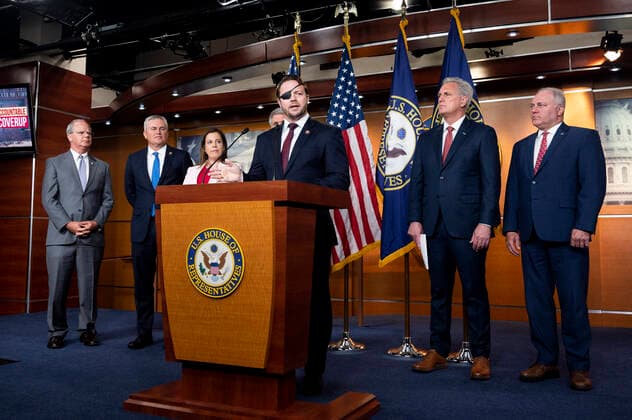 June 23, 2021, Washington, DC, United States: June 23, 2021 - Washington, DC, United States: U.S. Representative DAN CRENSHAW (R-TX) speaking at a press conference about COVID-19 and China. Washington United States - ZUMAb161 20210623_zap_b161_109 Copyright: xMichaelxBrochsteinx