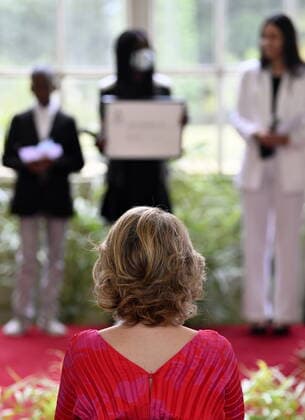 Queen Mathilde of Belgium pictured during a ceremony to award the Queen Mathilde Award 2021, in Brussels, Friday 25 June 2021. The winner of the Award is Debateville, an association with expression worshops for youngs to help express ideas.  ERICxLALMAND 06086709