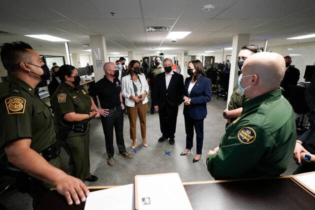 U.S. Vice President Kamala Harris tours the El Paso Border Patrol Station with Rep. Veronica Escobar in El Paso, Texas on June 25, 2021.  WAX20210625911 YurixGripas