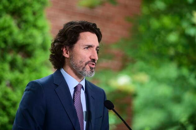 June 25, 2021, Ottawa, on, Canada: Prime Minister Justin Trudeau holds a press conference at Rideau Cottage in Ottawa on Friday, June 25, 2021. Ottawa Canada  - ZUMAc35_ 20210625_zaf_c35_019 Copyright: xSeanxKilpatrickx