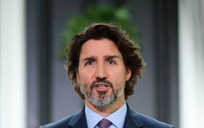 June 25, 2021, Ottawa, on, Canada: Prime Minister Justin Trudeau holds a press conference at Rideau Cottage in Ottawa on Friday, June 25, 2021. Ottawa Canada  - ZUMAc35_ 20210625_zaf_c35_020 Copyright: xSeanxKilpatrickx