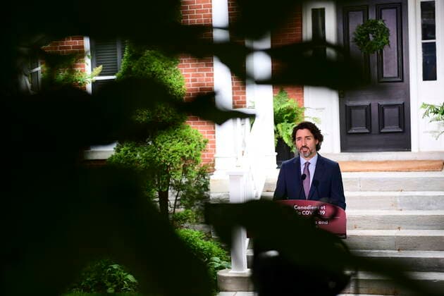 June 25, 2021, Ottawa, on, Canada: Prime Minister Justin Trudeau holds a press conference at Rideau Cottage in Ottawa on Friday, June 25, 2021. Ottawa Canada  - ZUMAc35_ 20210625_zaf_c35_021 Copyright: xSeanxKilpatrickx