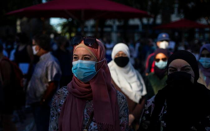 June 25, 2021, EDMONTON, ab, Canada: Supporters gather to demand action and protect Muslim women, after a recent knife attack in Edmonton, on Friday, June 25, 2021. EDMONTON Canada  - ZUMAc35_ 20210625_zaf_c35_066 Copyright: xJasonxFransonx