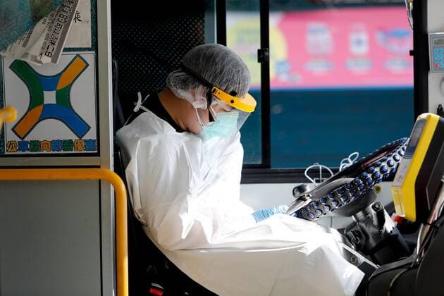 June 26, 2021, Taioei, Taipei, Taiwan: A quarantine bus driver is seen wearing a PPE, as the island has reported its first locally acquired delta variant case of the coronavirus following a cluster linking to imported cases from India and Peru, with the government grappling with an ongoing outbreak. Taioei Taiwan - ZUMAs313 20210626_zip_s313_007 Copyright: xDanielxCengxShou-Yix