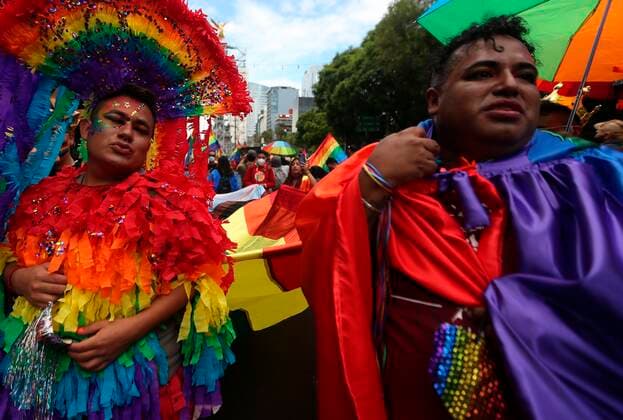 Groups of people participate in the XLIII edition of the LGBT + march, in Mexico City, Mexico, 26 June 2021. Thousands of people participated this Saturday in the XLIII edition of the Lesbian, Gay, Bisexual and Transsexual (LGBT) Pride march in Mexico City, in what was a spontaneous outing to the streets of this capital that were suddenly covered with the Rainbow colors. Thousands return the rainbow to Mexico City in the LGBT + Pride march !ACHTUNG: NUR REDAKTIONELLE NUTZUNG!  Copyright: xSashenkaxGutierrezx MEX5665 20210626-ac4f0d67de70597ff7a3c3cffb67d212e946620d
