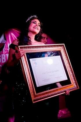 Actress Luz Elena Gonzalez, poses during the delivery of the recognition The key to Amberes awarded for her work on behalf of the LGBT + community, today, in Mexico City, Mexico, 26 June 2021. Thousands of people participated this Saturday in the XLIII edition of the Lesbian, Gay, Bisexual and Transsexual (LGBT) Pride march in Mexico City, in what was a spontaneous outing to the streets of this capital that were suddenly covered with the Rainbow colors. EFE Jose Mendez Thousands return the rainbow to Mexico City in the LGBT + Pride march !ACHTUNG: NUR REDAKTIONELLE NUTZUNG!  Copyright: xJosexMendezx MEX5706 20210627-77152152c57b6354eece3705bbf57d064a02970e