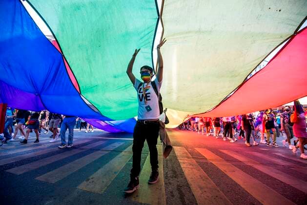 A person participates in the XLIII edition of the LGBT + march today, through the main avenues of Monterrey, Nuevo Leon state, Mexico, 26 June 2021. Thousands of people participated this Saturday in the XLIII edition of the Lesbian, Gay, Bisexual and Transsexual (LGBT) Pride march in Mexico City, in what was a spontaneous outing to the streets of this capital that were suddenly covered with the Rainbow colors. EFE Miguel Sierra Thousands return the rainbow to Mexico City in the LGBT + Pride march !ACHTUNG: NUR REDAKTIONELLE NUTZUNG!  Copyright: xMiguelxSierrax MEX5722 20210627-aef616b611b01e61247fb541f3c730cc255de1bd