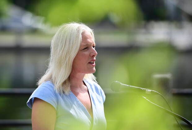 June 28, 2021, Ottawa, on, Canada: Catherine McKenna, Minister of Infrastructure and Communities, holds a press conference in Ottawa on Monday, June 28, 2021. McKenna has announced she will not stand for re-election in her riding of Ottawa Centre. Ottawa Canada  - ZUMAc35_ 20210628_zaf_c35_008 Copyright: xSeanxKilpatrickx