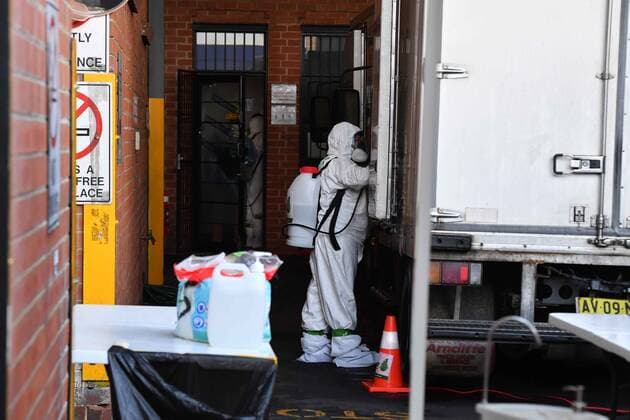 NSW CORONAVIRUS COVID19, Workers conduct a deep clean at Cover hotspot Great Ocean Foods in Marrickville in Sydney, Tuesday, June 29, 2021. More than five million people in Greater Sydney and its surrounds have gone into a 14-day lockdown as health authorities try to regain control of a coronavirus outbreak. ( NO ARCHIVING, EDITORIAL USE ONLY, NO USE IN BOOKS WITHOUT CONSENT SYDNEY NSW AUSTRALIA  Copyright: xMICKxTSIKASx 20210629001553393141