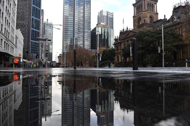 NSW CORONAVIRUS COVID19, Corner of George and Park Street are seen empty in the central business district in Sydney, Tuesday, June 29, 2021. More than five million people in Greater Sydney and its surrounds have gone into a 14-day lockdown as health authorities try to regain control of a coronavirus outbreak. ( NO ARCHIVING, EDITORIAL USE ONLY, NO USE IN BOOKS WITHOUT CONSENT SYDNEY NSW AUSTRALIA  Copyright: xMICKxTSIKASx 20210629001553397054
