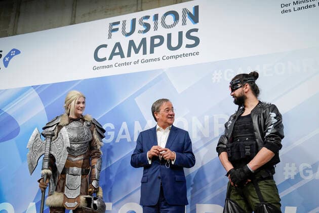 State Premier of North Rhine-Westphalia opens Fusion Campus News, 29 06 2021, Duesseldorf, Armin Laschet State Premier of North Rhine-Westphalia opens the Fusion Campus German Center of Games Competence of the games industry with other business sectors in Duesseldorf during the 3 Games Summit