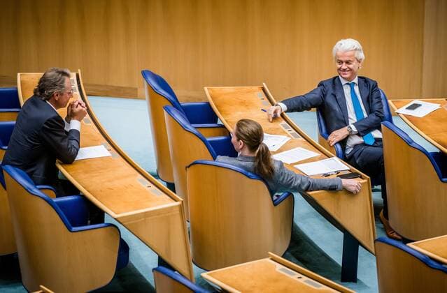THE HAGUE VLNR Barry Madlener PVV , Fleur Agema PVV and Geert Wilders PVV of the PVV faction during the weekly question time in the House of Representatives ANP BART MAAT  Copyright: xHollandsexHoogtex xxANPx x433184376x
