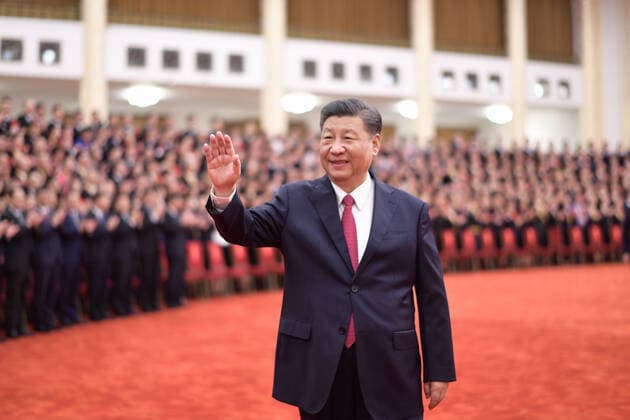 (210629) -- BEIJING, June 29, 2021 -- Chinese President Xi Jinping, also general secretary of the Communist Party of China (CPC) Central Committee and chairman of the Central Military Commission, waves while meeting with awardees of the titles of outstanding Party members, exemplary Party workers, and advanced community-level Party organizations from across the country before the ceremony to present the July 1 Medal, the Party s highest honor, to outstanding Party members at the Great Hall of the People in Beijing, capital of China, June 29, 2021. The award ceremony of the July 1 Medal was held Tuesday morning at the Great Hall of the People in Beijing. ) CHINA-BEIJING-XI JINPING-JULY 1 MEDAL-AWARD CEREMONY (CN) XiexHuanchi
