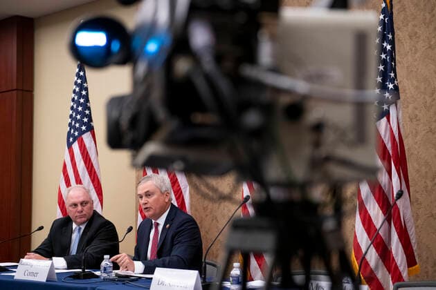 June 29, 2021, Washington, District of Columbia, USA: United States House Minority Whip Steve Scalise (Republican of Louisiana), left, and United States Representative James Comer (Republican of Kentucky) offer remarks during a Republican-led forum on the origins of the COVID-19 virus, at the U.S. Capitol, at the US Capitol in Washington, DC, Tuesday, June 29, 2021. Credit: Rod Lamkey CNP Washington USA - ZUMAs152 20210629_zaa_s152_096 Copyright: xRodxLamkeyx-xCnpx
