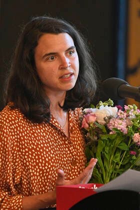 Czech playwright, actress and dancer Josefina Formanova, granddaughter of director Milos Forman and writer Jiri Stransky, receives the Tom Stoppard Award for best original essay in Czech language in Prague, Czech Republic, June 29, 2021. (CTKxPhoto MichalxKamaryt) CTKPhotoP2021062908443  KMT 4