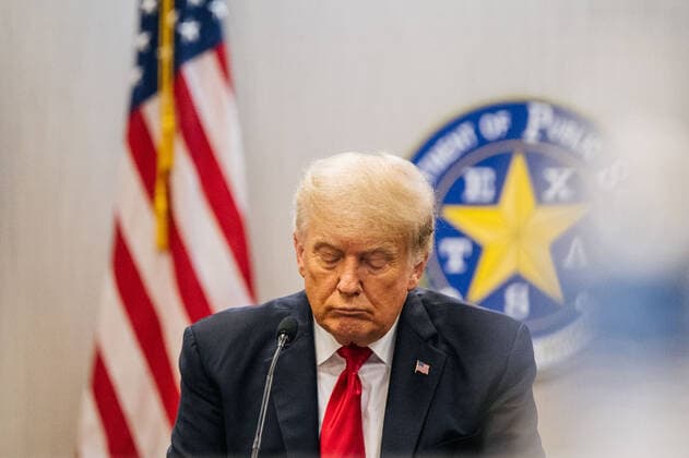 June 30, 2021, Weslaco, Texas, United States: WESLACO, TEXAS - JUNE 30: Former President DONALD TRUMP listens during a border security briefing on June 30, 2021 in Weslaco, Texas. Gov. Abbott has pledged to build a state-funded border wall between Texas and Mexico as a surge of mostly Central American immigrants crossing into the United States has challenged U.S. immigration agencies. So far in 2021, U.S. Border Patrol agents have apprehended more than 900,000 immigrants crossing into the United States on the southern border. POOL Weslaco United States - ZUMAz113 20210630_znh_z113_025 Copyright: xBrandonxBellx