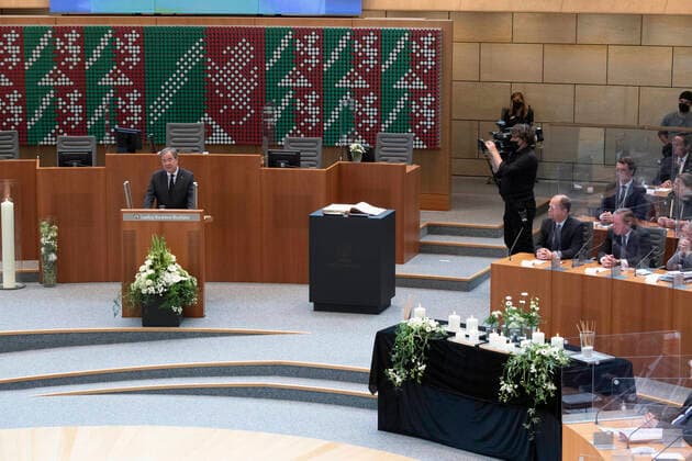 Armin LASCHET, CDU, State Premier of North Rhine-Westphalia, during his speech at the commemoration ceremony for the victims of the Corona pandemic in the State Parliament of North Rhine-Westphalia, 30 06 2021,