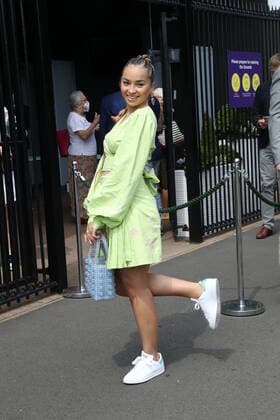 . 01 07 2021. London, United Kingdom. Ella Eyre arriving on day four of the Wimbledon Tennis Championships in London.  xStephenxLockx xi-Imagesx IIM-22340-0004