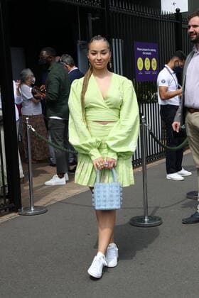 . 01 07 2021. London, United Kingdom. Ella Eyre arriving on day four of the Wimbledon Tennis Championships in London.  xStephenxLockx xi-Imagesx IIM-22340-0005