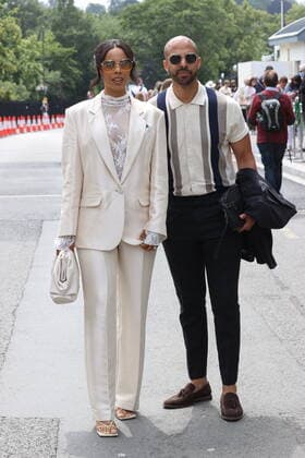 . 01 07 2021. London, United Kingdom. Rochelle Humes and Marvin Humes arriving on day four of the Wimbledon Tennis Championships in London.  xStephenxLockx xi-Imagesx IIM-22340-0009