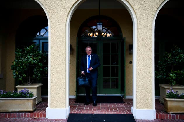 SCOTT MORRISON QUARANTINE, Australian Prime Minister Scott Morrison leaves the Lodge after spending two weeks in quarantine in Canberra, Friday, July 2, 2021. ( NO ARCHIVING, EDITORIAL USE ONLY, NO USE IN BOOKS WITHOUT CONSENT CANBERRA ACT AUSTRALIA  Copyright: xLUKASxCOCHx 20210702001554151091