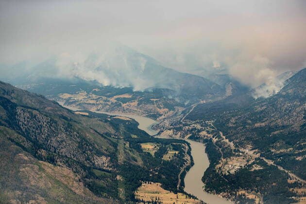 July 1, 2021, Lytton, BC, Canada: A wildfire burns in the mountains north of Lytton, B.C., on Thursday, July 1, 2021. Lytton Canada  - ZUMAc35_ 20210701_zaf_c35_220 Copyright: xDarrylxDyckx
